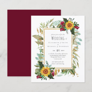 Country Rustic Sunflowers Burgundy Roses Wedding