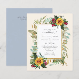 Country Rustic Sunflowers Burgundy Roses Wedding