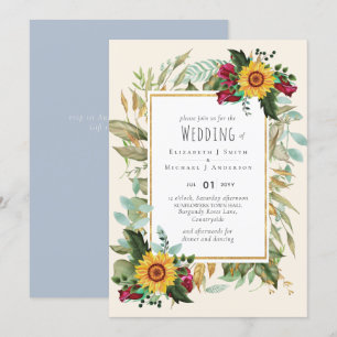 Country Rustic Sunflowers Burgundy Roses Wedding