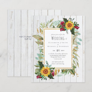 Country Rustic Sunflowers Burgundy Roses Wedding