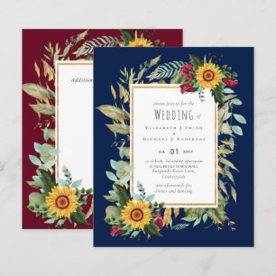 Country Rustic Sunflowers Burgundy Roses Wedding