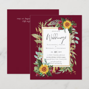 Country Rustic Sunflowers Burgundy Roses Wedding