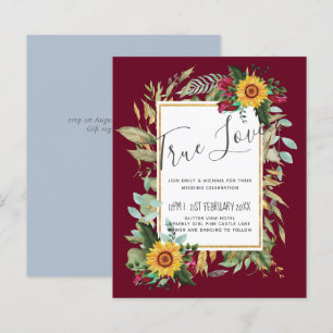 Country Rustic Sunflowers Burgundy Roses Wedding
