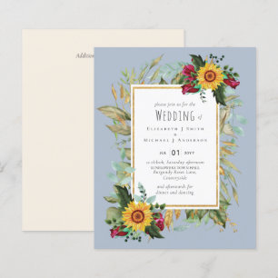 Country Rustic Sunflowers Burgundy Roses Wedding