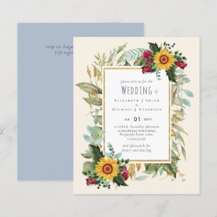 Country Rustic Sunflowers Burgundy Roses Wedding