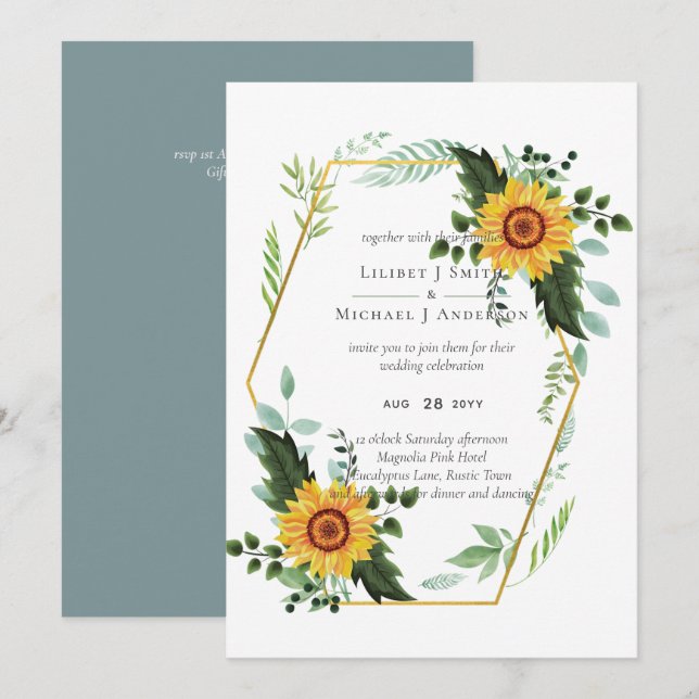 Country Rustic Sunflowers Greenery Wedding Budget (Front/Back)