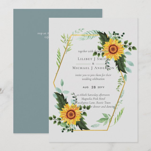 Country Rustic Sunflowers Greenery Wedding Budget (Front/Back)