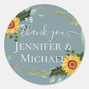 Country Rustic Sunflowers Greenery Wedding Budget Classic Round Sticker