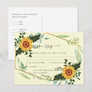Country Rustic Sunflowers Greenery Wedding Budget Postcard