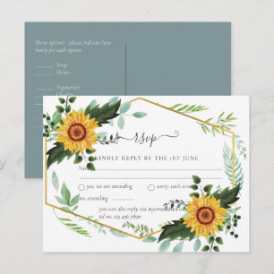 Country Rustic Sunflowers Greenery Wedding Budget Postcard