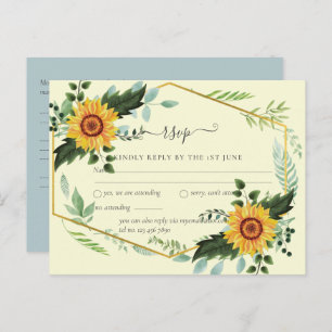Country Rustic Sunflowers Greenery Wedding Budget Postcard