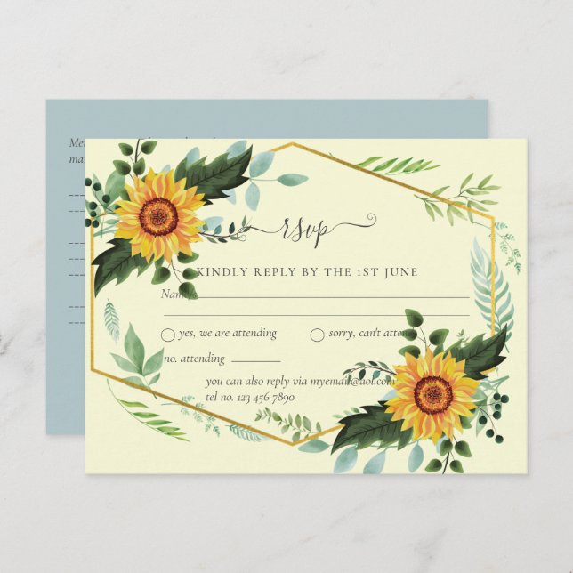 Country Rustic Sunflowers Greenery Wedding Budget Postcard (Front/Back)