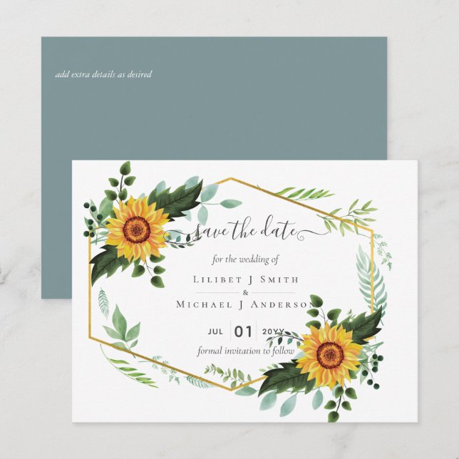 Country Rustic Sunflowers Greenery Wedding Budget Postcard (Front/Back)