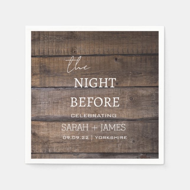 Country Rustic The Night Before Wedding  Napkin (Front)
