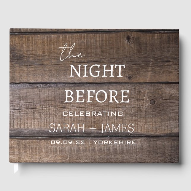 Country Rustic the Night Before Wedding Party Guest Book (Front)