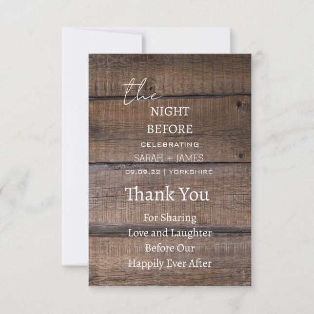 Country Rustic The Night Before Wedding Thank You (Front)