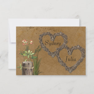 Country Rustic Vine Hearts RSVP Card