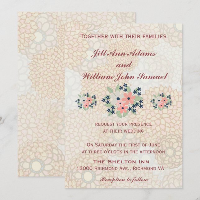 Country Rustic Wedding Floral Invitation (Front/Back)