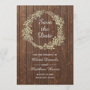 Country rustic. Wedding wood barn Save the Date Invitation