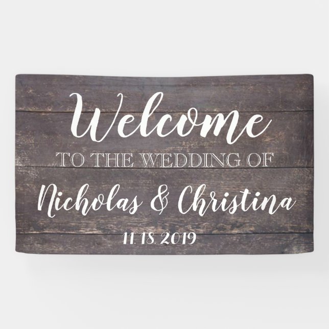 Country Rustic Welcome Wedding Banner  Wood (Horizontal)