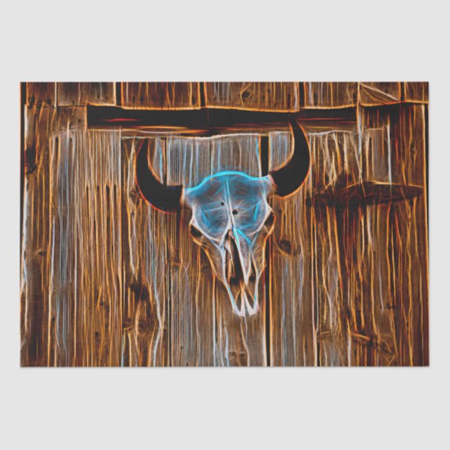 Country Rustic Western Bull Skull Surreal Art Tissue Paper (Front)
