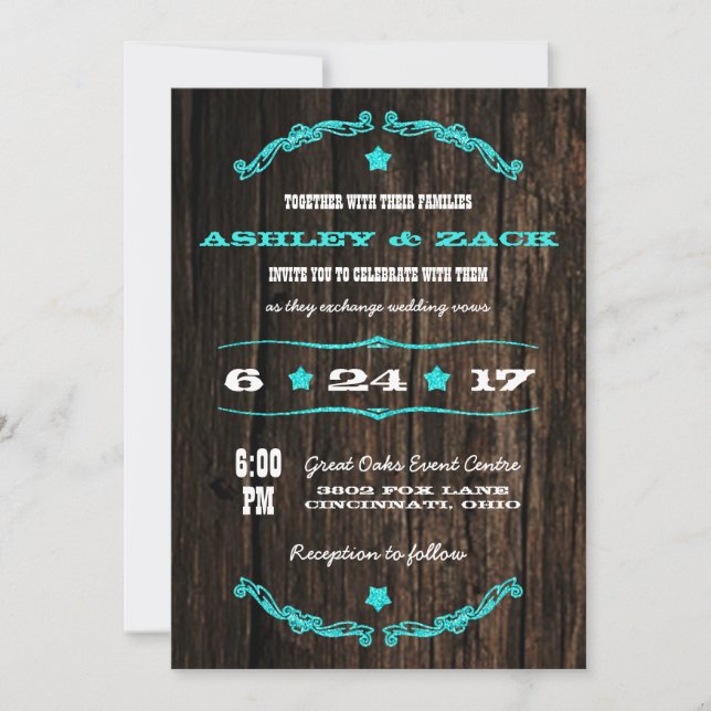Country Rustic Western Star Wedding Invitation (Front)