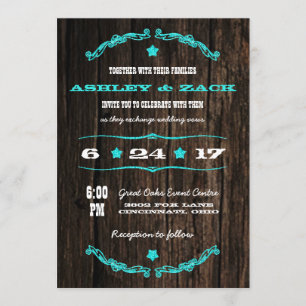 Country Rustic Western Star Wedding Invitation
