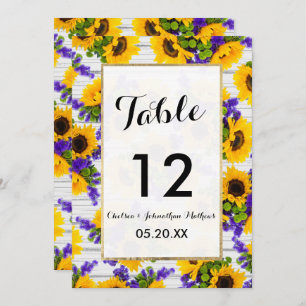 Country Rustic White Wood Purple Yellow Sunflower Invitation