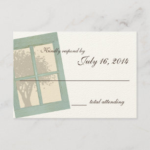 Country Rustic Window Pane Wedding RSVP Card