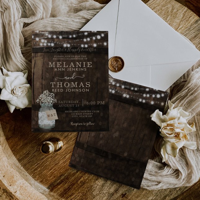 Country Rustic Wood Barrel Wedding Invitations (Creator Uploaded)