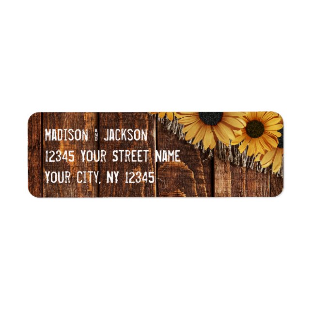 Country Rustic Wood Burlap Wedding Return Address (Front)