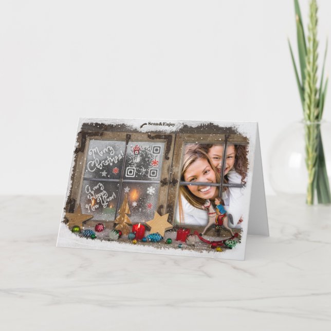 Country Rustic ‎Wood Christmas Music Photo card (Front)