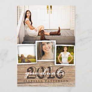 Country Rustic Wood Graduation 2016 Invitation