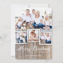 Country Rustic Wood Merry Christmas Photo Card