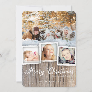 Country Rustic Wood Merry Christmas Photo Card