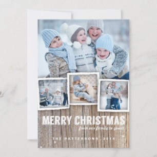 Country Rustic Wood Merry Christmas Photo Card