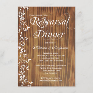 Country Rustic Wood Rehearsal Dinner Invitations