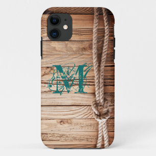 Country Rustic Wood Rope Monogram IPHONE 5 Case
