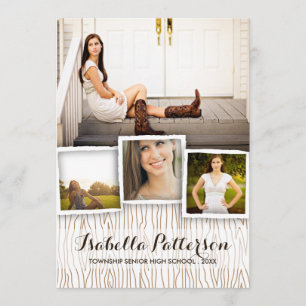 Country Rustic Woodgrain Graduation Invitation