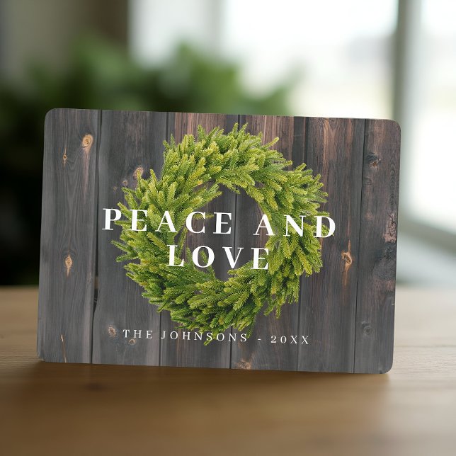 Country Rustic Wreath Botanical Wood Christmas Holiday Card (Creator Uploaded)