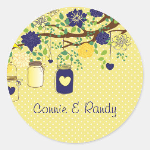 Country Rustic Yellow Maize and Blue Mason Sticker