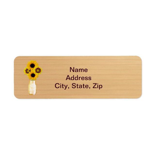 Country Rustic Yellow Mason Jar Address Labels (Front)