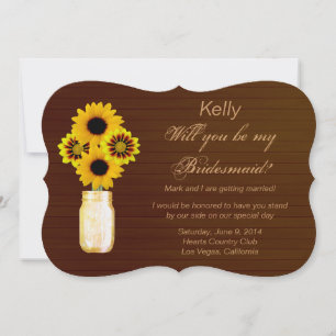 Country Rustic Yellow Mason Jar Bridesmaid Card