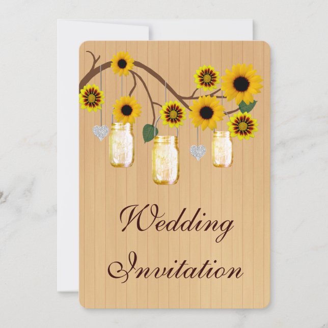 Country Rustic Yellow Mason Jar Wedding Invitation (Front)