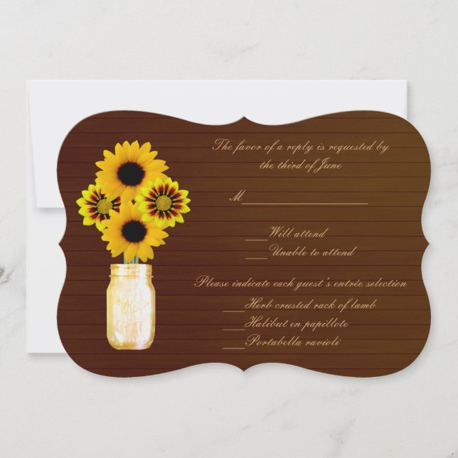 Country Rustic Yellow Mason Jars Response Card (Front)