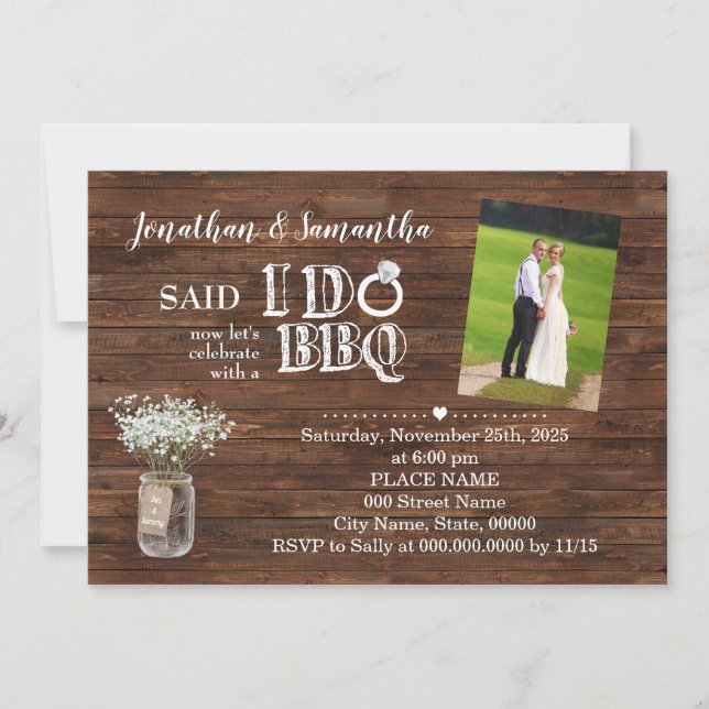 Country Said I do BBQ Elopement after Wedding Invitation (Front)