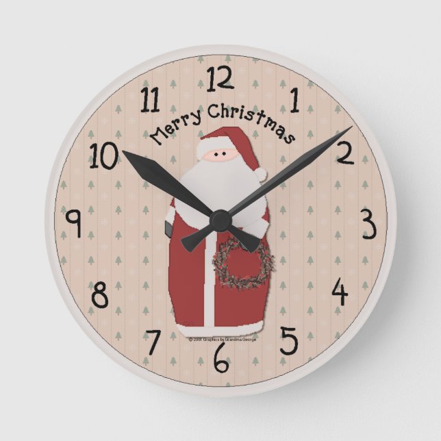 Country Santa Wall Clock (Front)