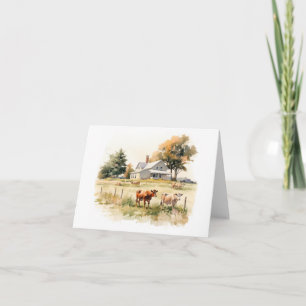 Country Scene with a Field of Cows BLANK Card