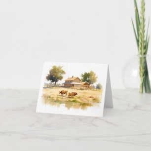 Country Scene with Cows and Water  Card