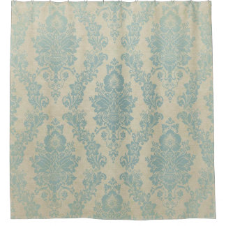 Country Shabby Chic Damask Shower Curtain